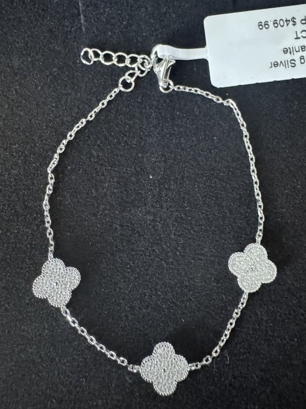 3-Clover Moissanite Bracelet 0.46 CTW 925 Sterling Silver GRA Cert Adjustatable